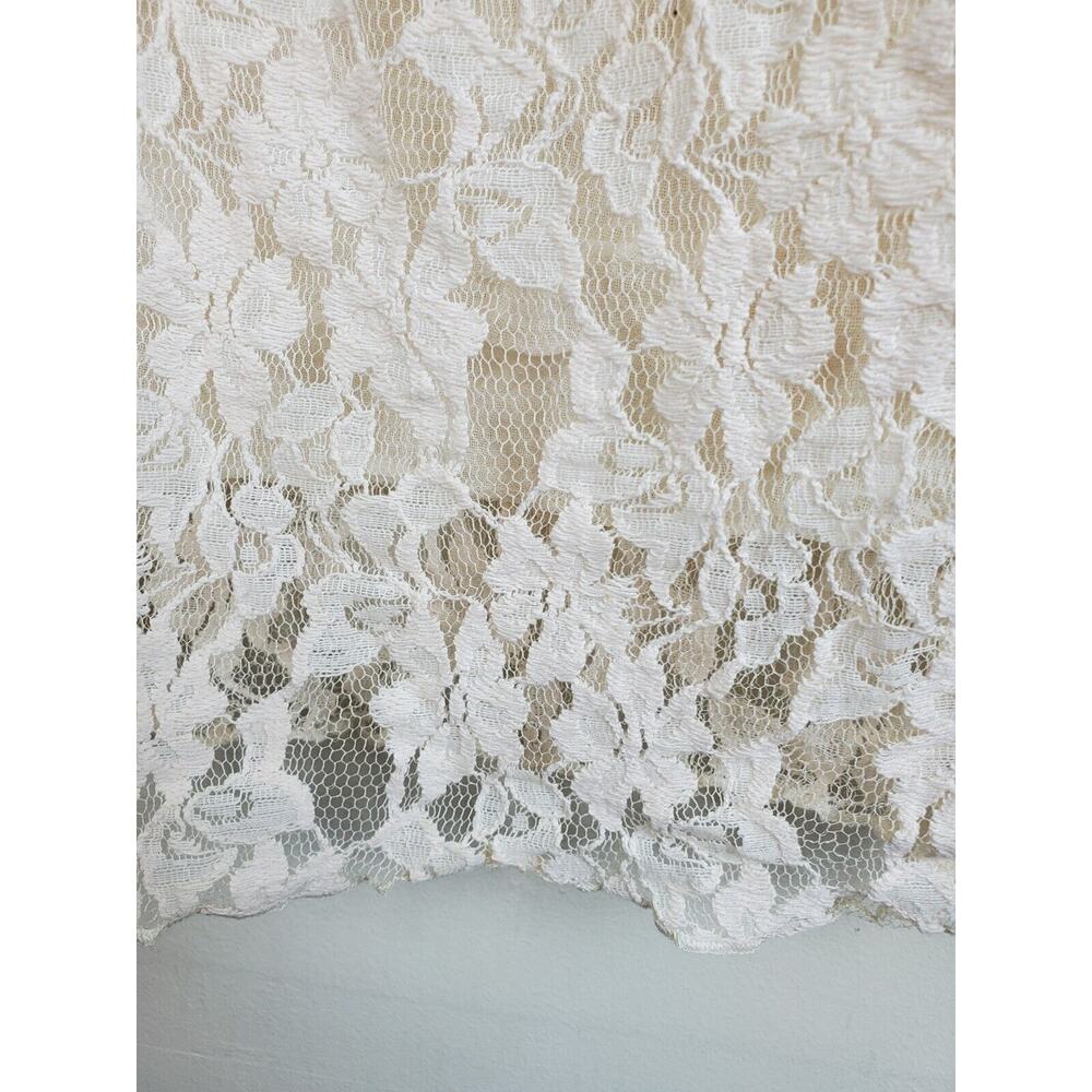 Elan‎ Womens Large Dress Tunic Lace Romantic Mini Off Shoulder Ivory - Picture 4 of 13